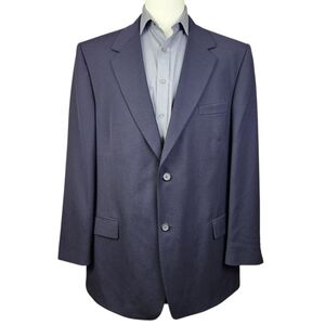 VTG Evan Picone Mens Size 46L Navy Blue  Two Button All Wool Blazer